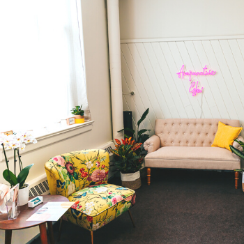 The serene reception area at Seneca Falls Acupuncture.