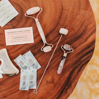 Tools for beautiful skin at home include jade rollers and facial gua sha stones.